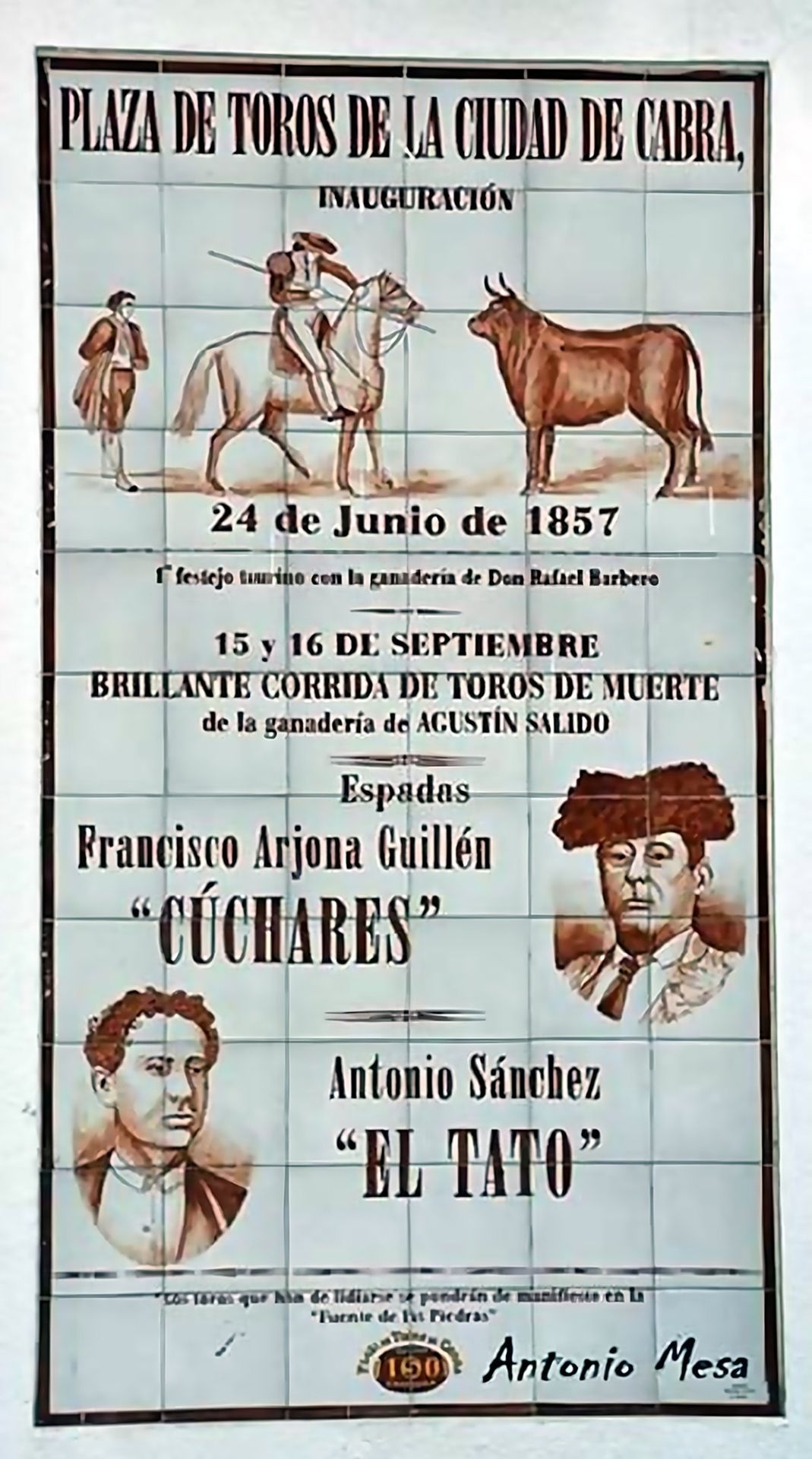 Cartel conmemorativo de la inauguracion de la Plaza de Toros de Cabra (1857).
